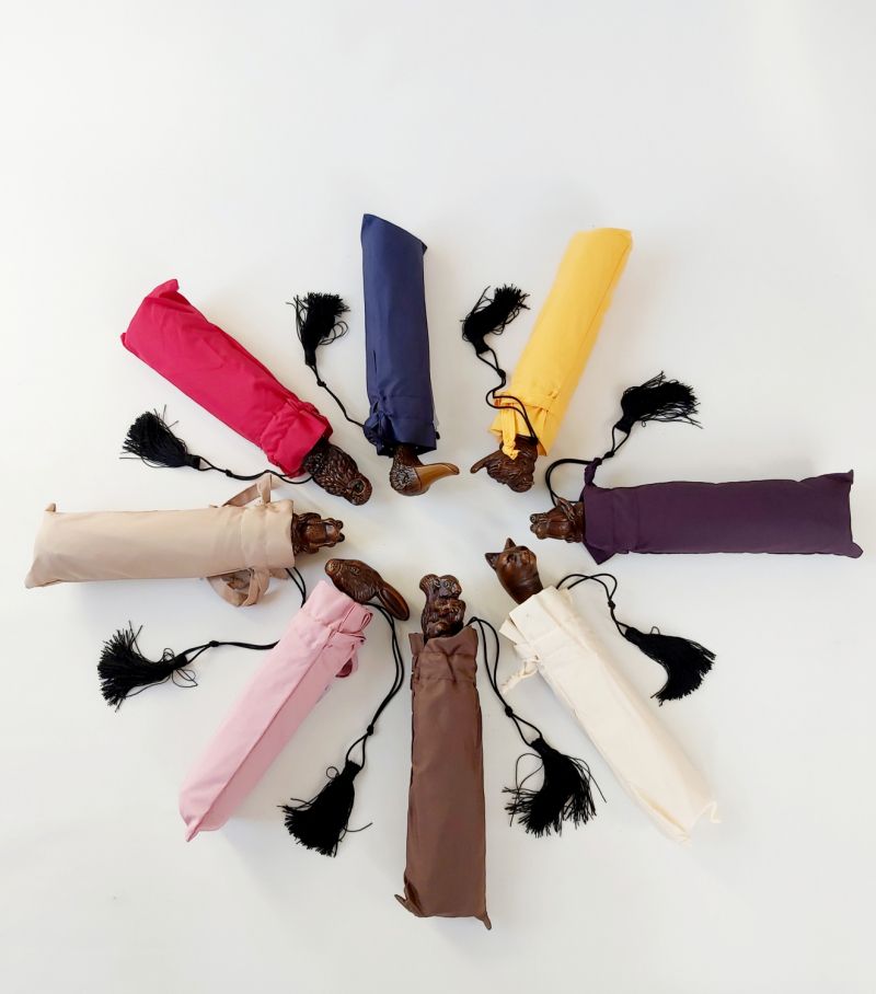 Mini parapluie tête d'animaux aux choix  manuel en uni français, Léger & solide