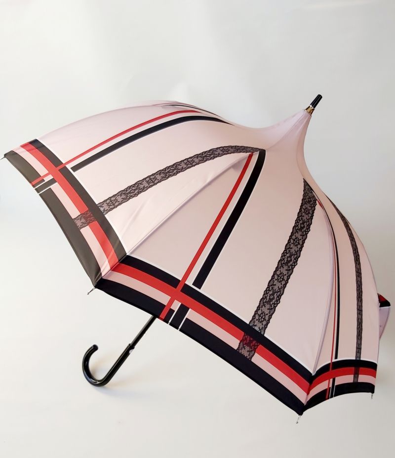 Parapluie Chantal Thomass pagode rose perle imprimé dentelle légère, Original et résistant