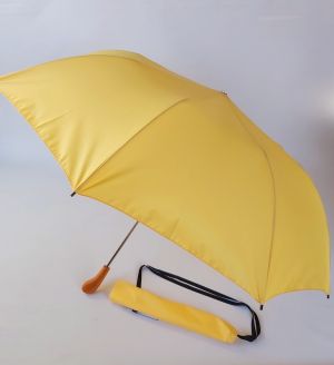 Grand parapluie golf JUMBO pliant manuel tissu uni jaune anti uv à 97%, XXL & solide 