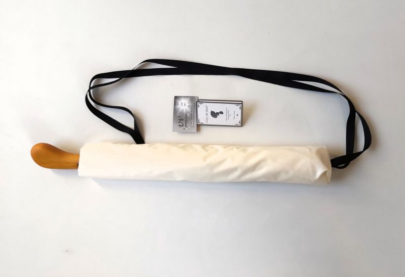 Grand parapluie golf JUMBO pliant manuel tissu uni ivoire anti uv à 97%, XXL 125cm & solide 
