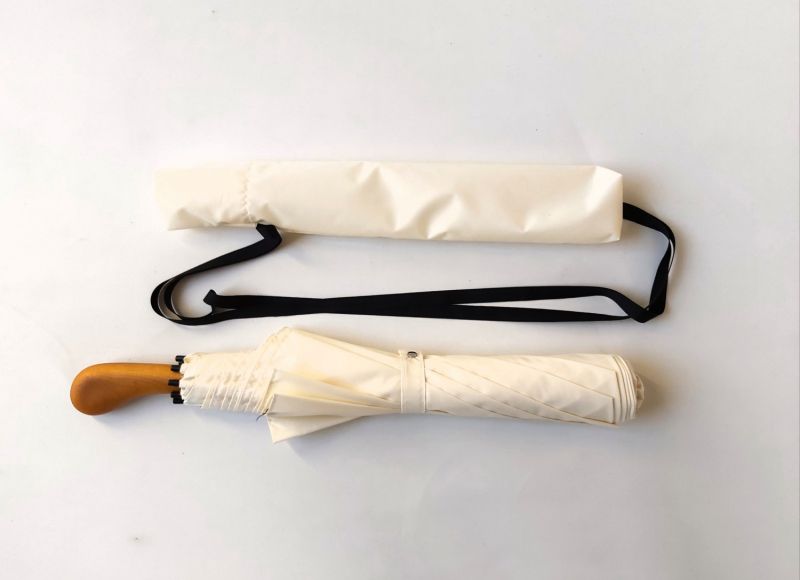 Grand parapluie golf JUMBO pliant manuel tissu uni ivoire anti uv à 97%, XXL 125cm & solide 