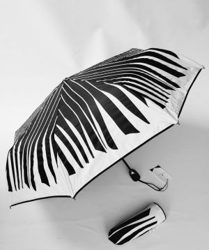 Mini parapluie pliant automatique noir et blanc fantaisie rayé Piganiol - léger & solide