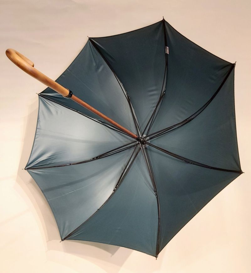 Parapluie canne bois manuel uni vert sapin français anti vent, Léger & solide