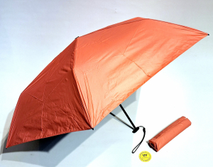 Parapluie mini extra plat "Plume" Anti uv 100% manuel saumon & noir Knirps - Super léger 115g & solide