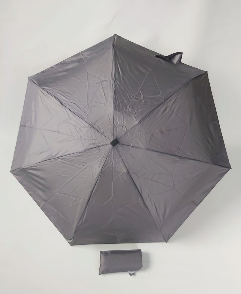  Parapluie de poche micro plat pliant 16 cm uni gris Chic il pleut, léger 200 g et résistant