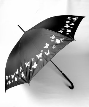 Parapluie long automatique noir change de couleur pour des papillons multicolore Esprit, léger & solide