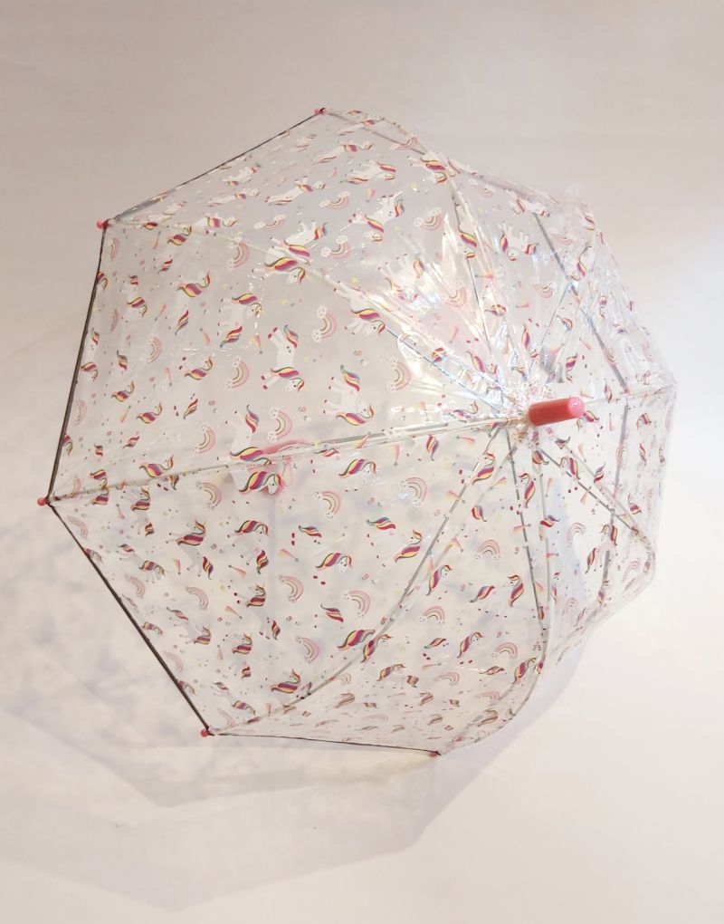 Parapluie enfant cloche transparente rose la Licorne Bulle, léger et solide