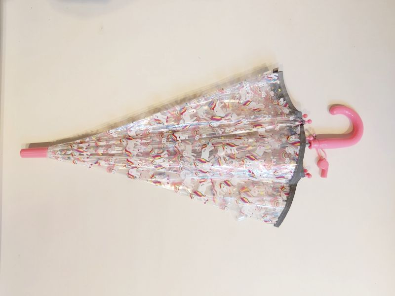 Parapluie enfant cloche transparente rose la Licorne Bulle, léger et solide