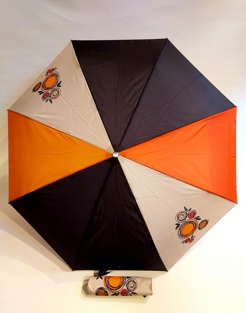  Mini parapluie pliant open-close uni tranche alterné Neyrat Autun, léger et solide