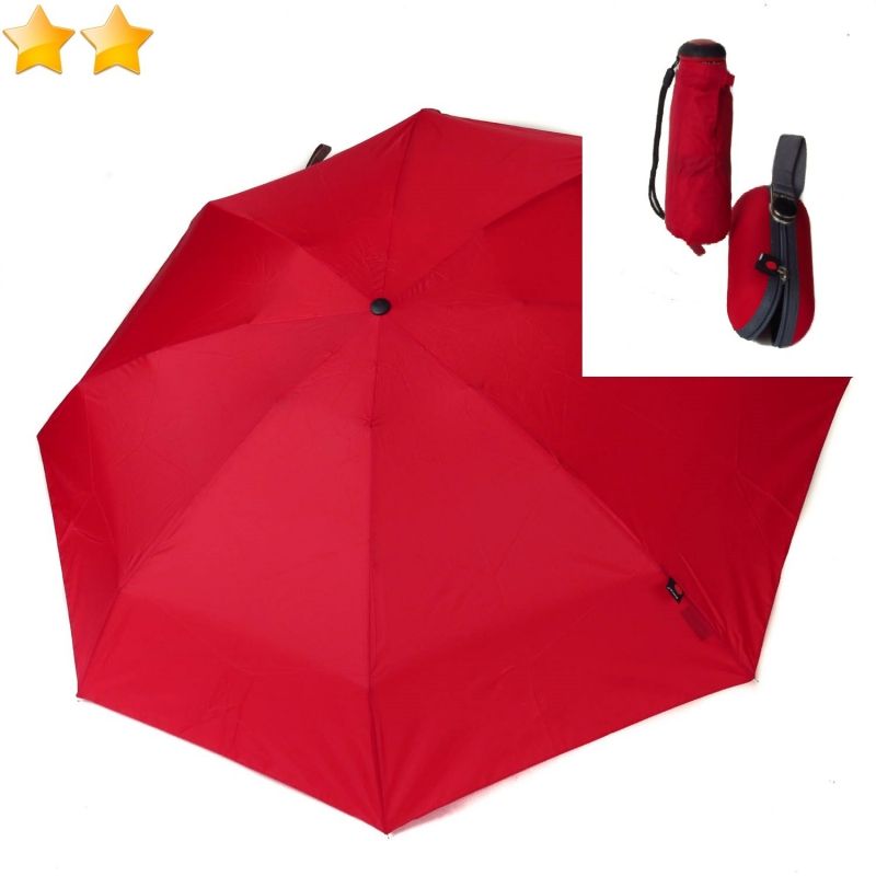 Parapluie de poche X1 Knirps micro uni rouge 200 g pliant à coque rigide, grand et léger 