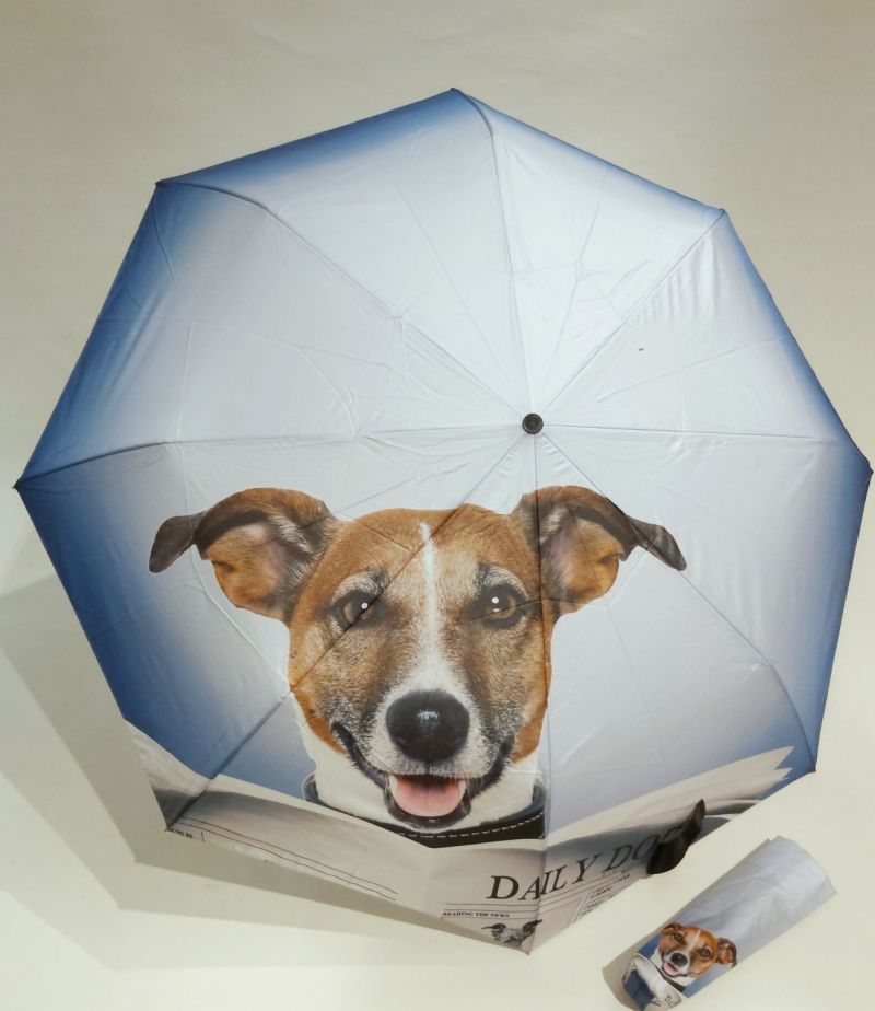  Parapluie pliant open-close le chien Jack Russell et journal Doppler, léger et solide