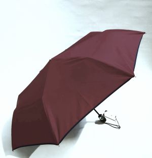 Mini parapluie pliant automatique uni bordeaux d'Aurillac, léger et solide