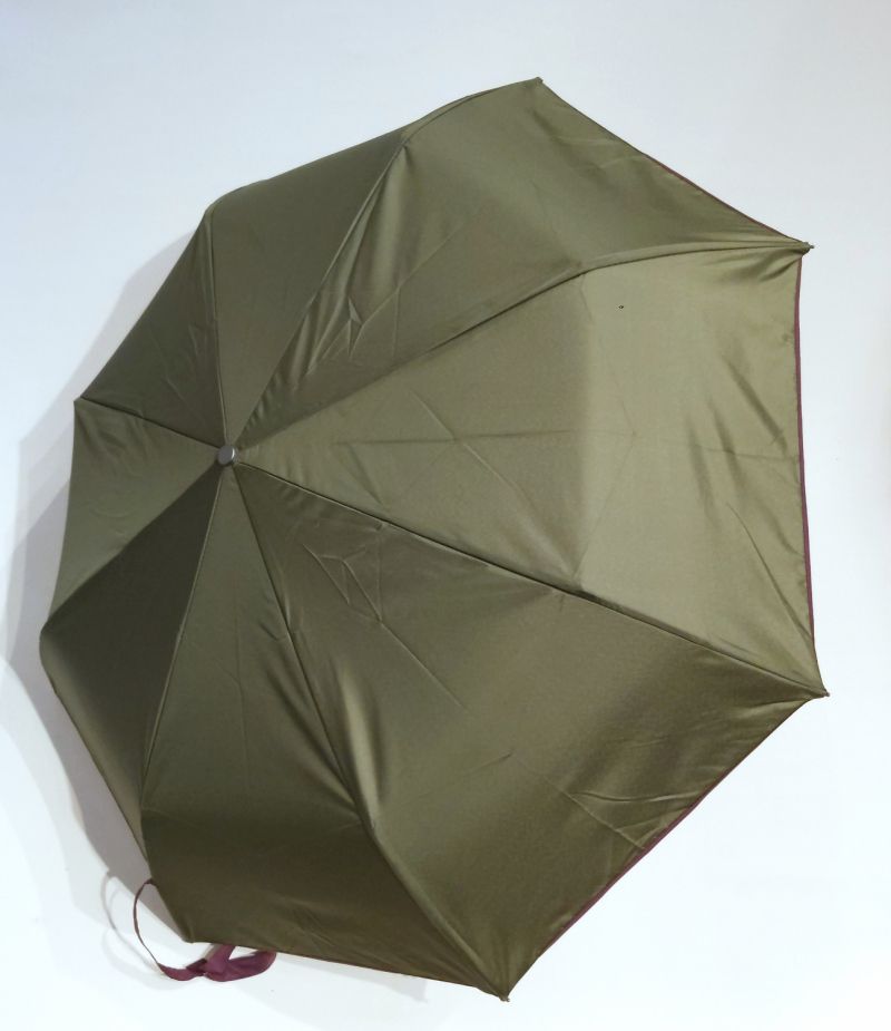 Mini parapluie pliant automatique uni Kaki d'Aurillac, léger et solide