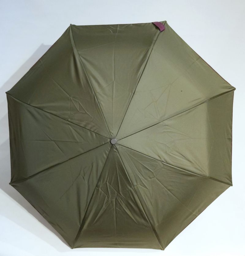 Mini parapluie pliant automatique uni Kaki d'Aurillac, léger et solide