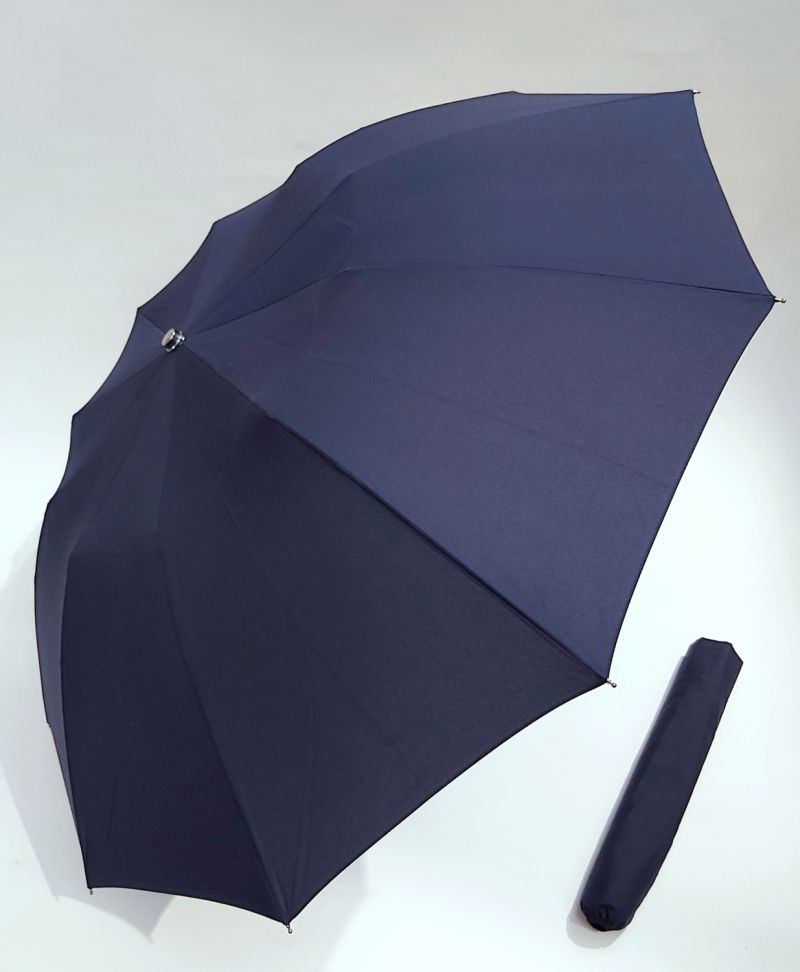 Parapluie pliant anti vent bleu marine automatique 10 baleines poignée dragone noire français, grand & durable