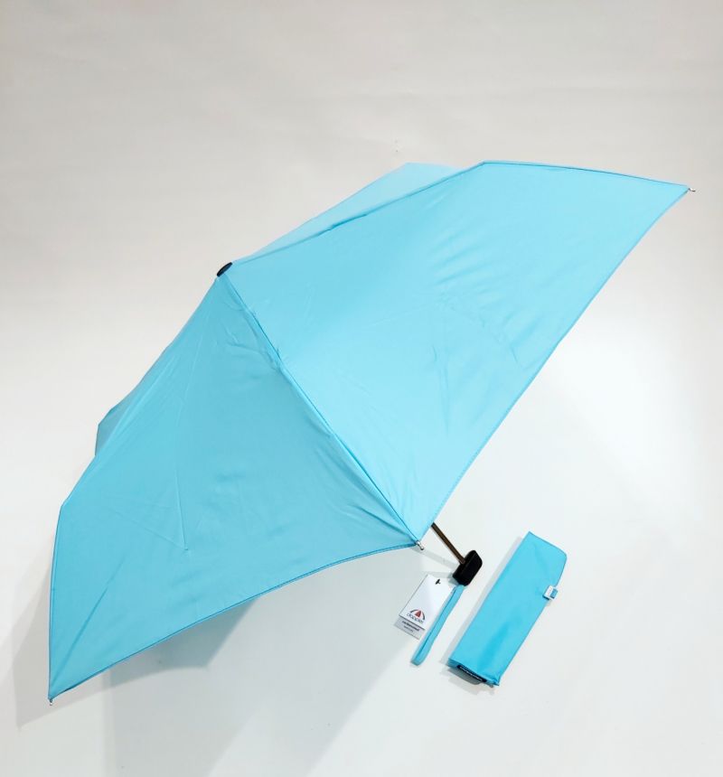 Parapluie mini extra plat pliant manuel uni bleu ciel Doppler, super fin léger 190g & solide
