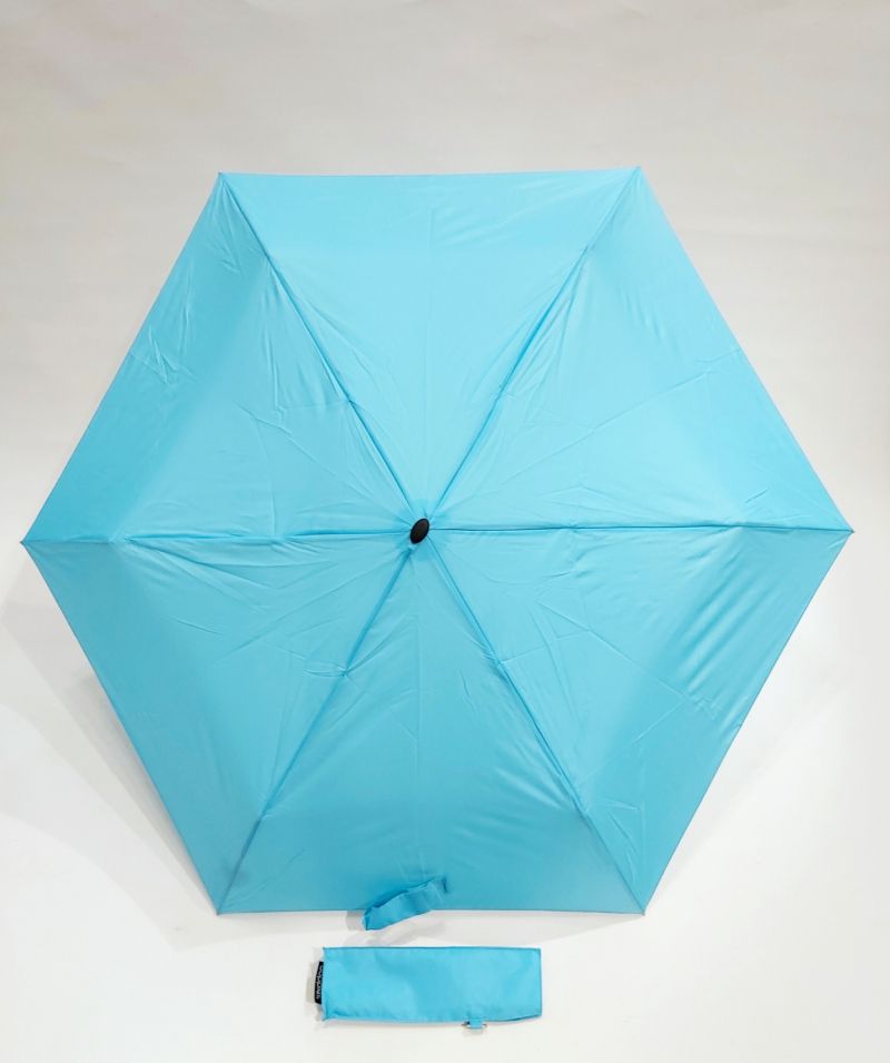  Parapluie mini extra plat pliant manuel uni bleu ciel Doppler, super fin léger 190g & solide