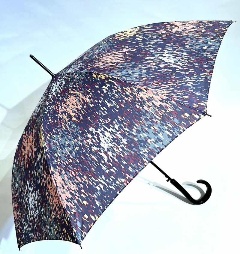 Parapluie long automatique gris & bleu motif de rêve Cardin - léger & solide