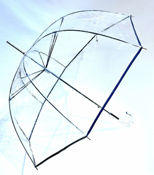 Parapluie long transparent PVC manuel gansé bleu marine grand Ezpeleta - léger & ne se retourne pas