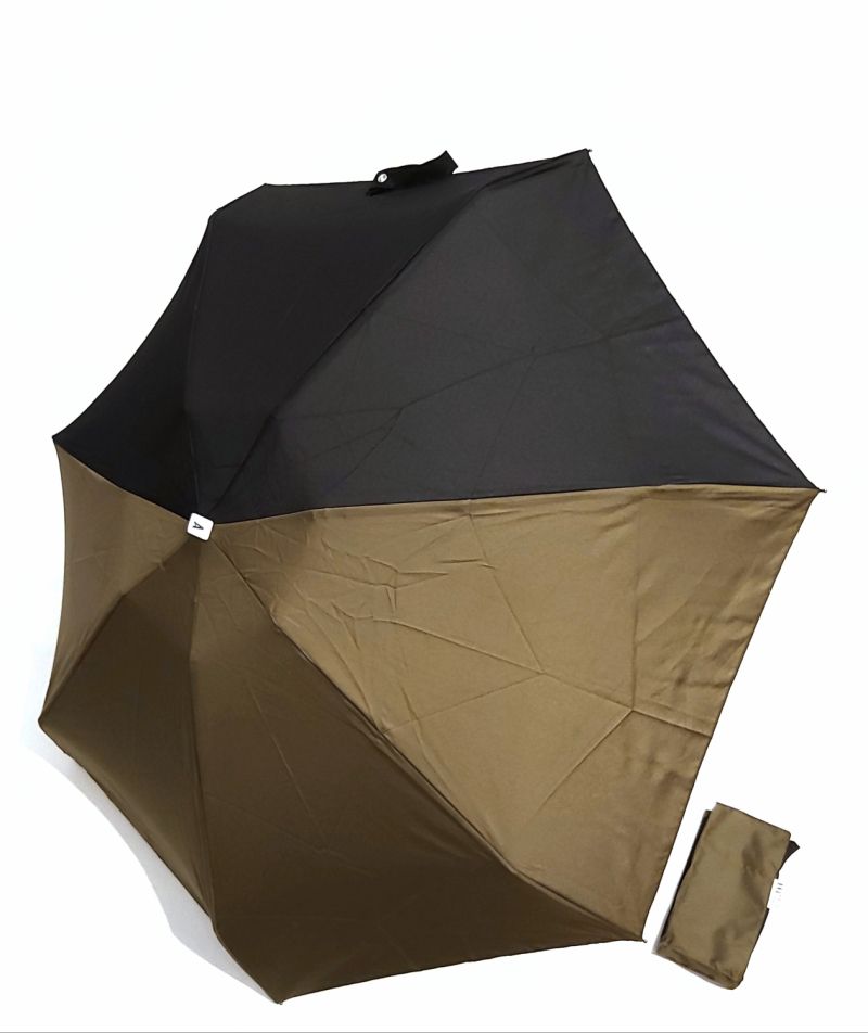 Mini parapluie Anatole pliant plat de poche bicolore Kaki & Noir Alma, léger 220g & solide 