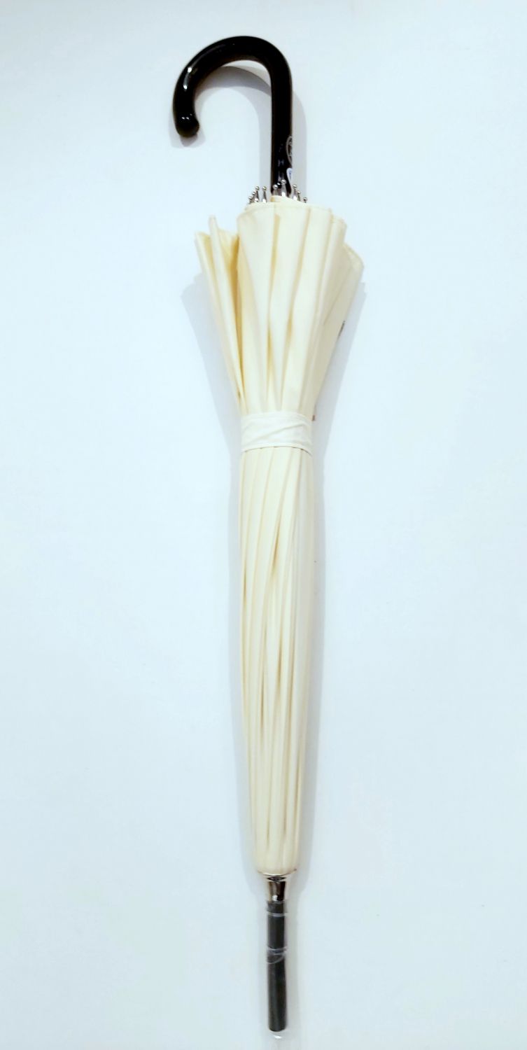 Petit parapluie long anti uv 50+ à 97% uni ivoire 16 branches Choupinette, légère & solide
