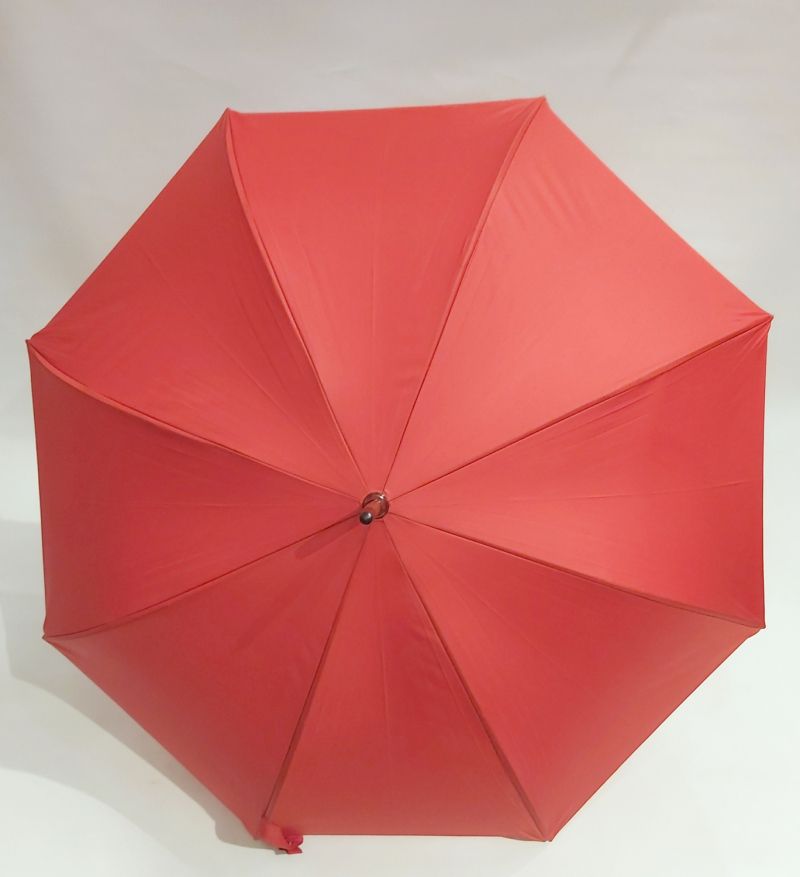 EXCLUSIF : Parapluie canne bois manuel uni rouge anti vent français, Léger & solide