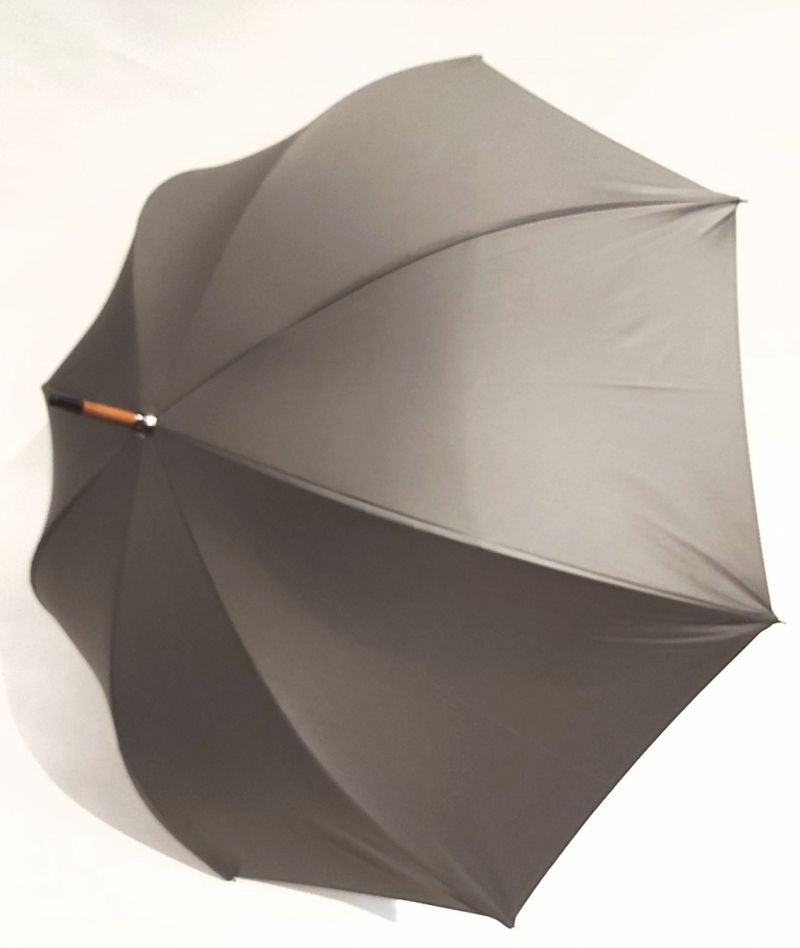 EXCLUSIF : Parapluie canne bois manuel uni marron anti vent français, Léger & solide