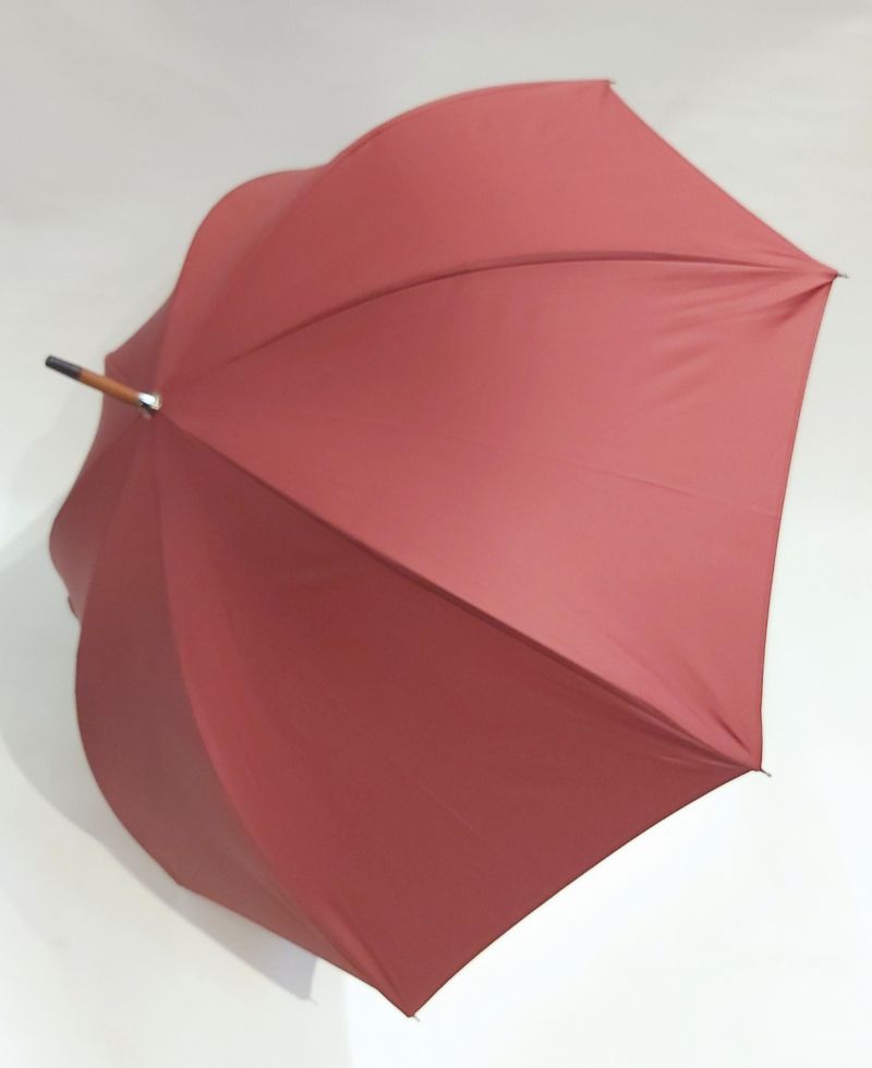 EXCLUSIF : Parapluie canne bois manuel uni bordeaux français anti vent, Léger & solide