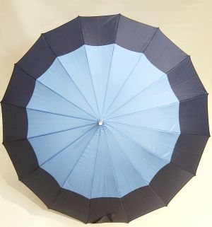 EXCLUSIF : Parapluie bicolore Marine & bleu ciel 16 branches carbone Ezpeleta, XXL & solide