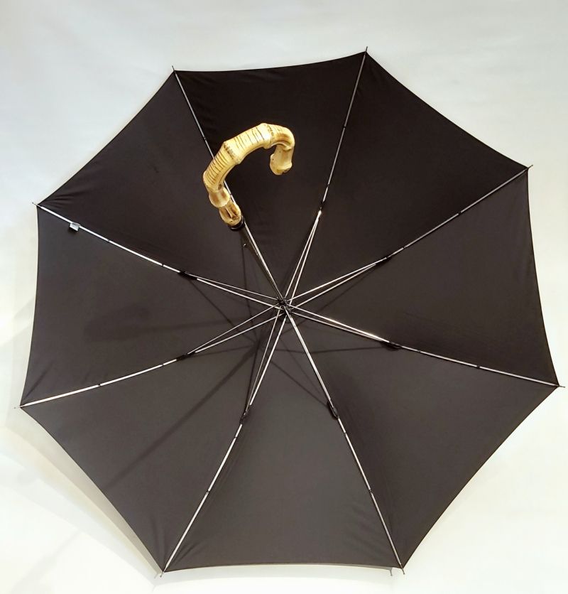  Parapluie bambou long uni noir manuel 