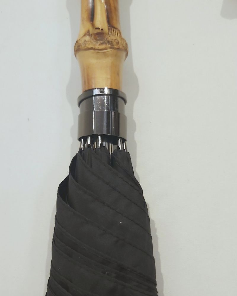  Parapluie bambou long uni noir manuel 