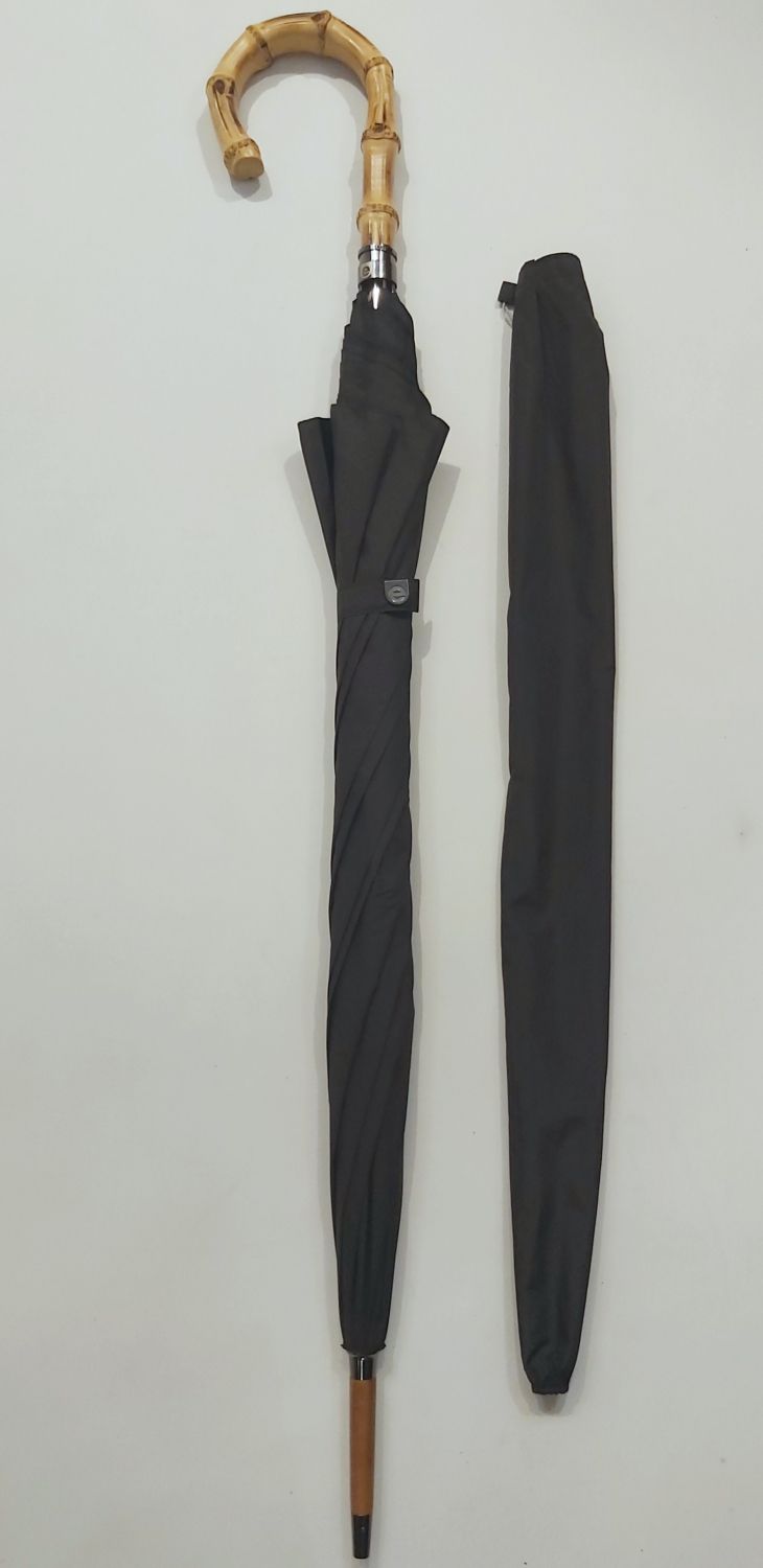  Parapluie bambou long uni noir manuel 
