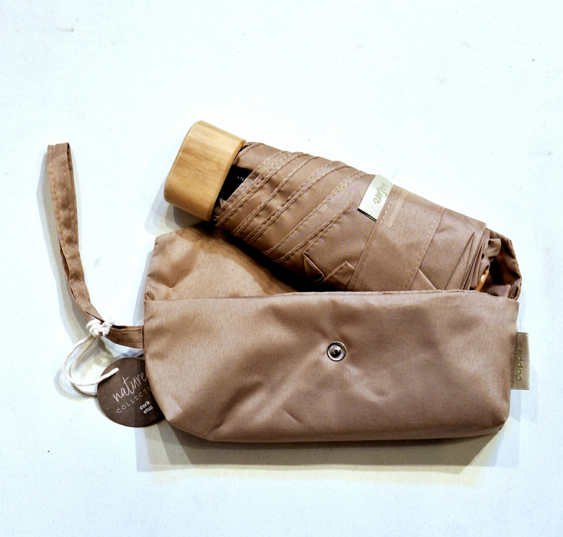  Parapluie de poche micro plat uni beige pochette étanche Doppler - solide & élégant