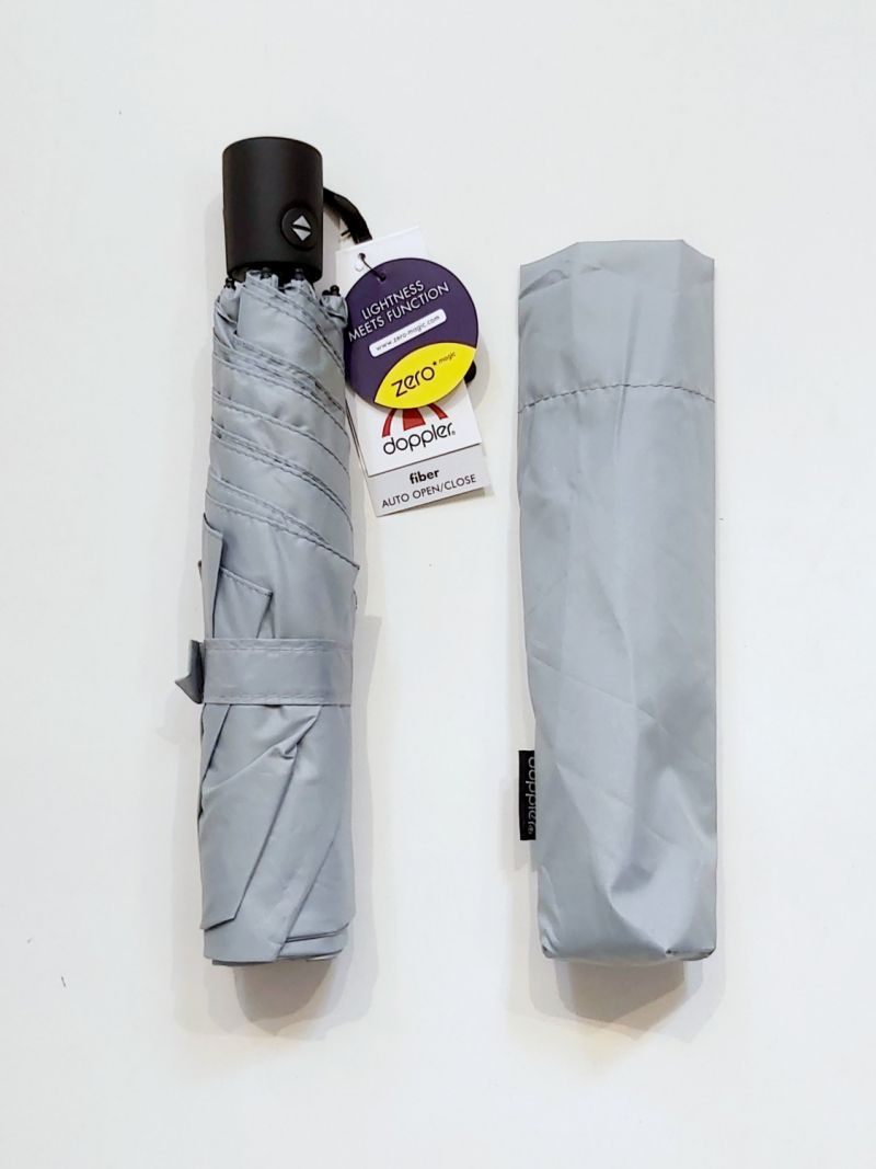 parapluie ZERO MAGIC mini open close 176 g PLUME EXTRA FIN pliant uni gris clair Doppler + léger & solide