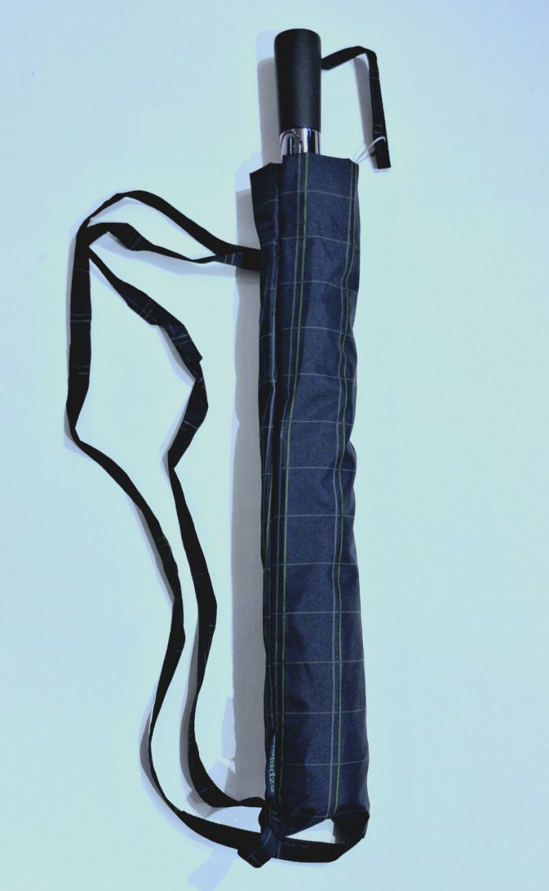 Parapluie golf pliant XXL automatique bleu marine carreaux fin - 130cm & anti vent