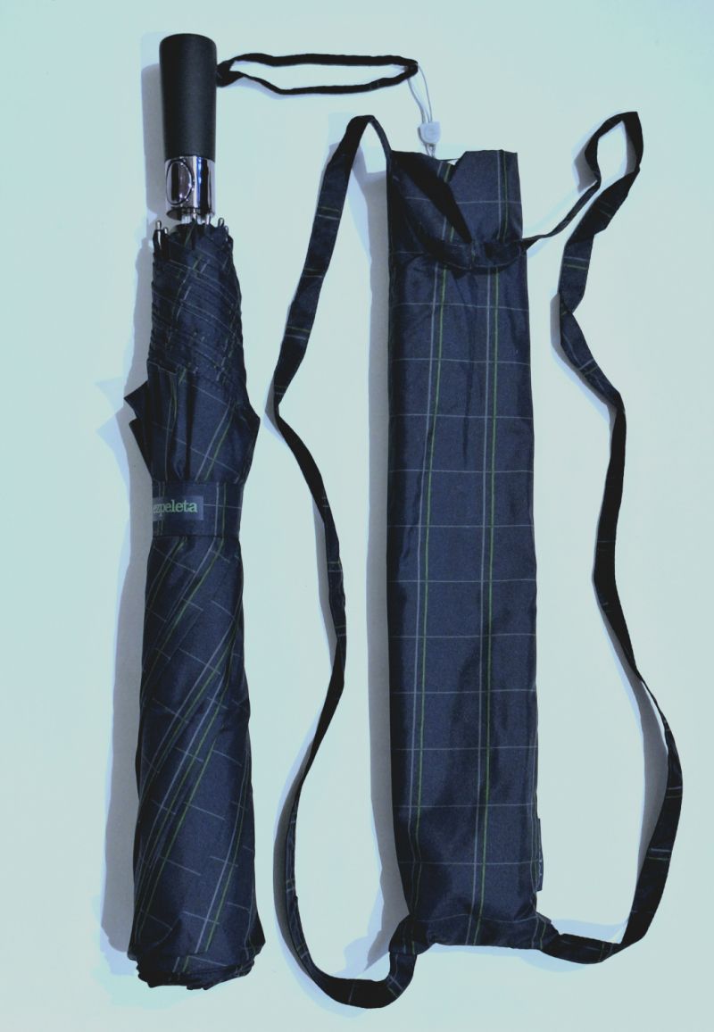 Parapluie golf pliant XXL automatique bleu marine carreaux fin - 130cm & anti vent