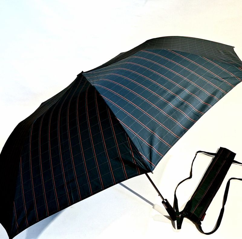Parapluie golf pliant Grand automatique noir imprimé de carreaux très fin - 130cm & robuste
