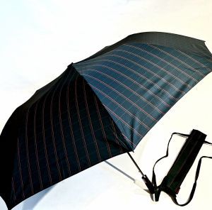 Parapluie golf pliant Grand automatique noir imprimé de carreaux très fin - 130cm & robuste