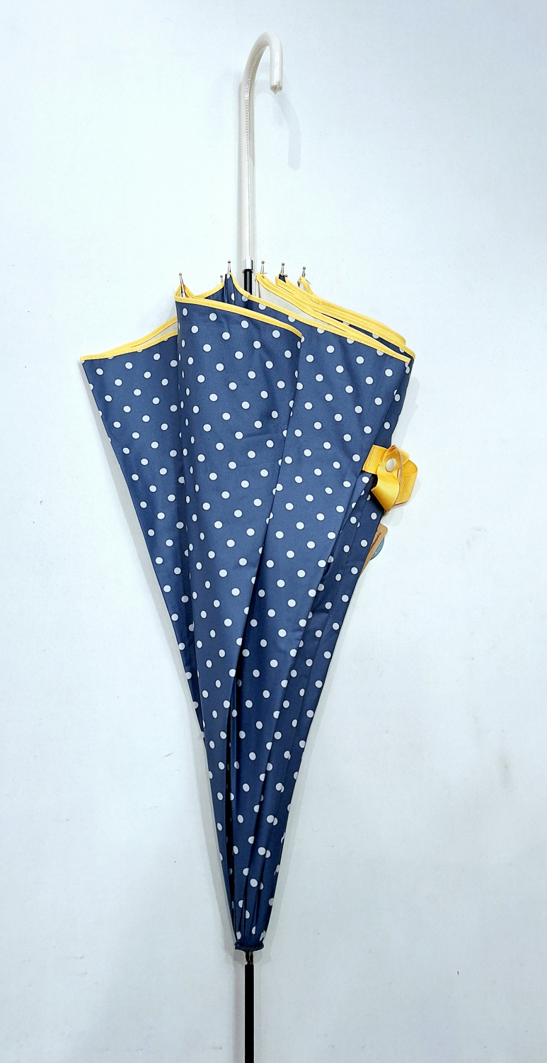 Parapluie / Ombrelle anti uv bleu imprimé à pois blanc manuel Ezpeleta,- léger & ne se retourne pas