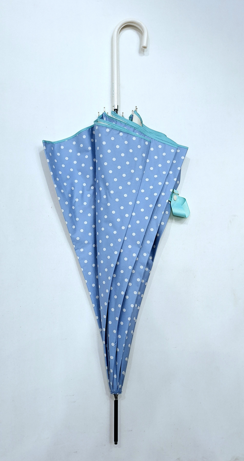 Parapluie / Ombrelle ANTI UV à 97.5% bleu ciel imprimé pois blanc Ezpeleta - léger & anti vent