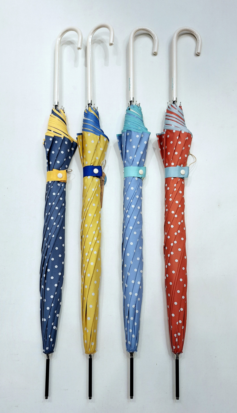 Parapluie / Ombrelle ANTI UV à 97.5% bleu ciel imprimé pois blanc Ezpeleta - léger & anti vent