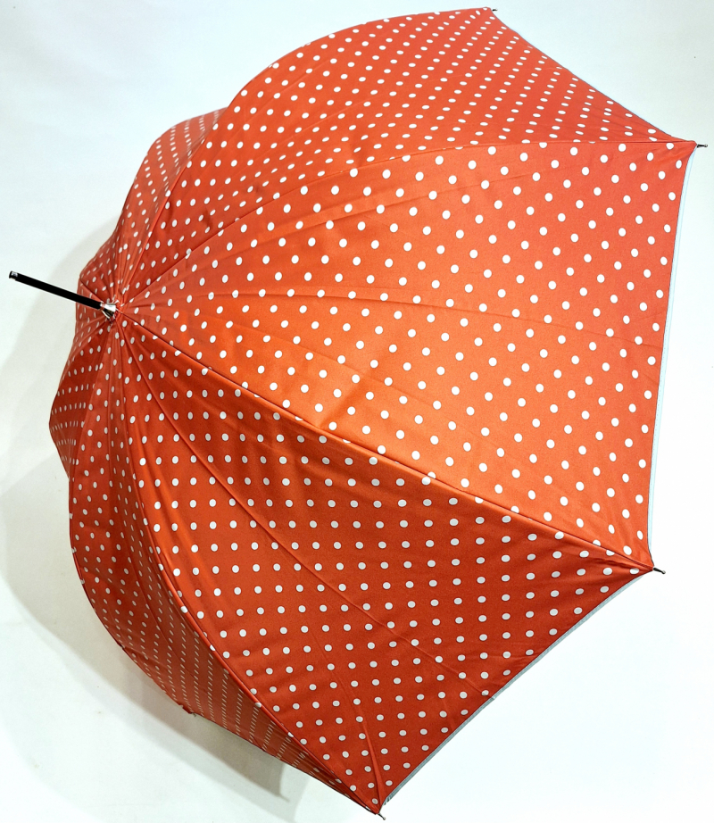 Parapluie ANTI UV à 97.5% grand rouge imprimé à pois blanc - léger & ne se retourne pas