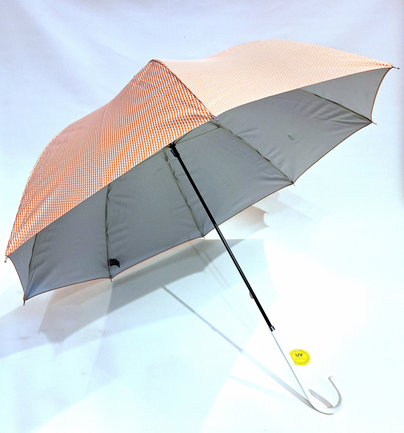 Parapluie ANTI UV à 97.5% grand orange imprimé discret - léger & ne se retourne pas