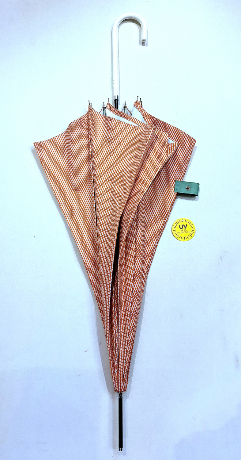 Parapluie ANTI UV à 97.5% grand orange imprimé discret - léger & ne se retourne pas