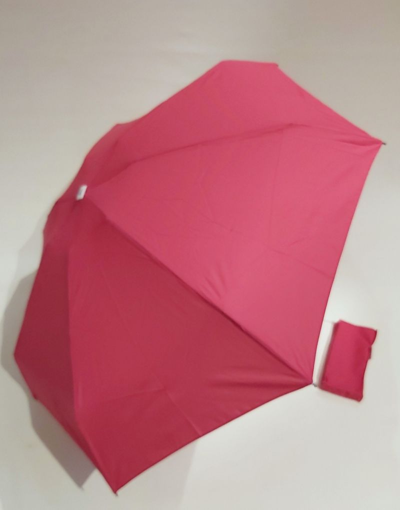 Parapluie de poche micro plat manuiel uni fuschia Suzanne pg bois naturel Anatole 17cm, léger 210g, solide & français