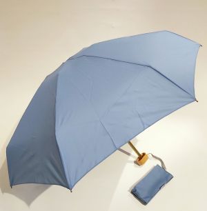 Parapluie de poche micro pliant plat anti uv uni lilas/parme pg bois naturel Anatole, léger 210g, solide & français
