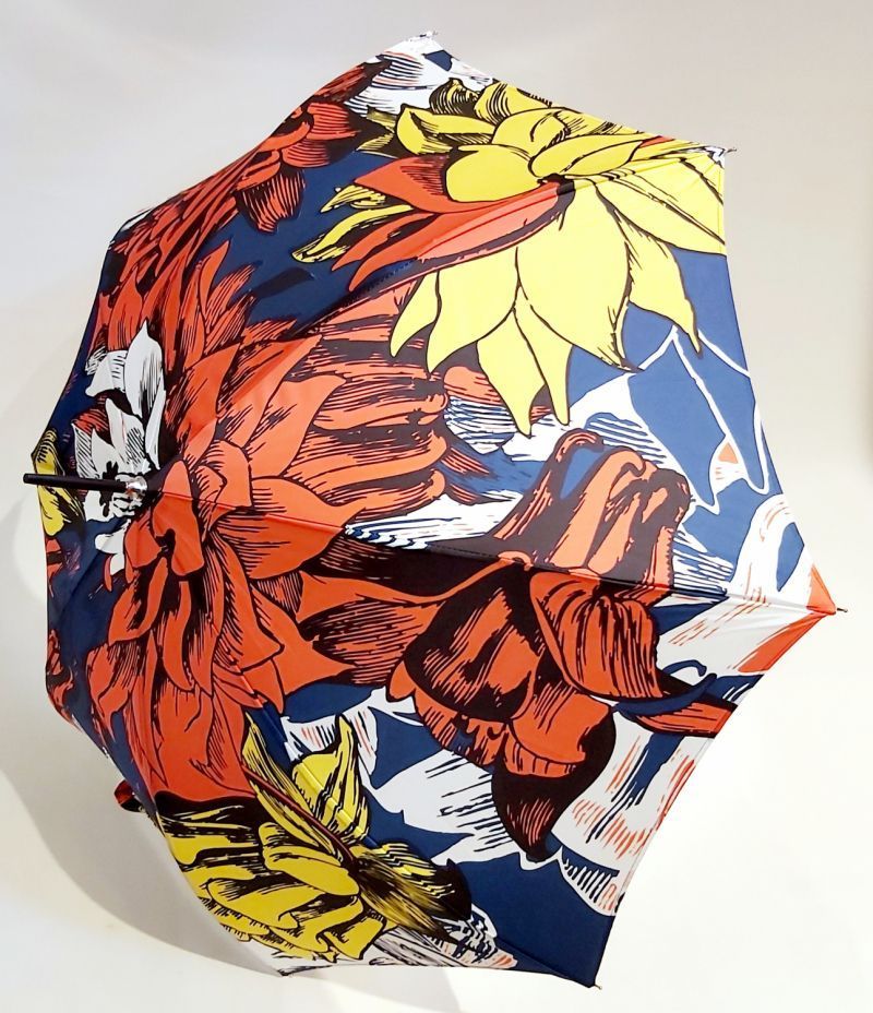 Parapluie long haut de gamme manuel fleurs multicolores Old School français, Original & résistant