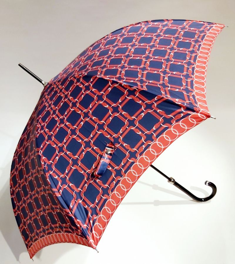 Parapluie long haut de gamme manuel bleu marine/rouge 