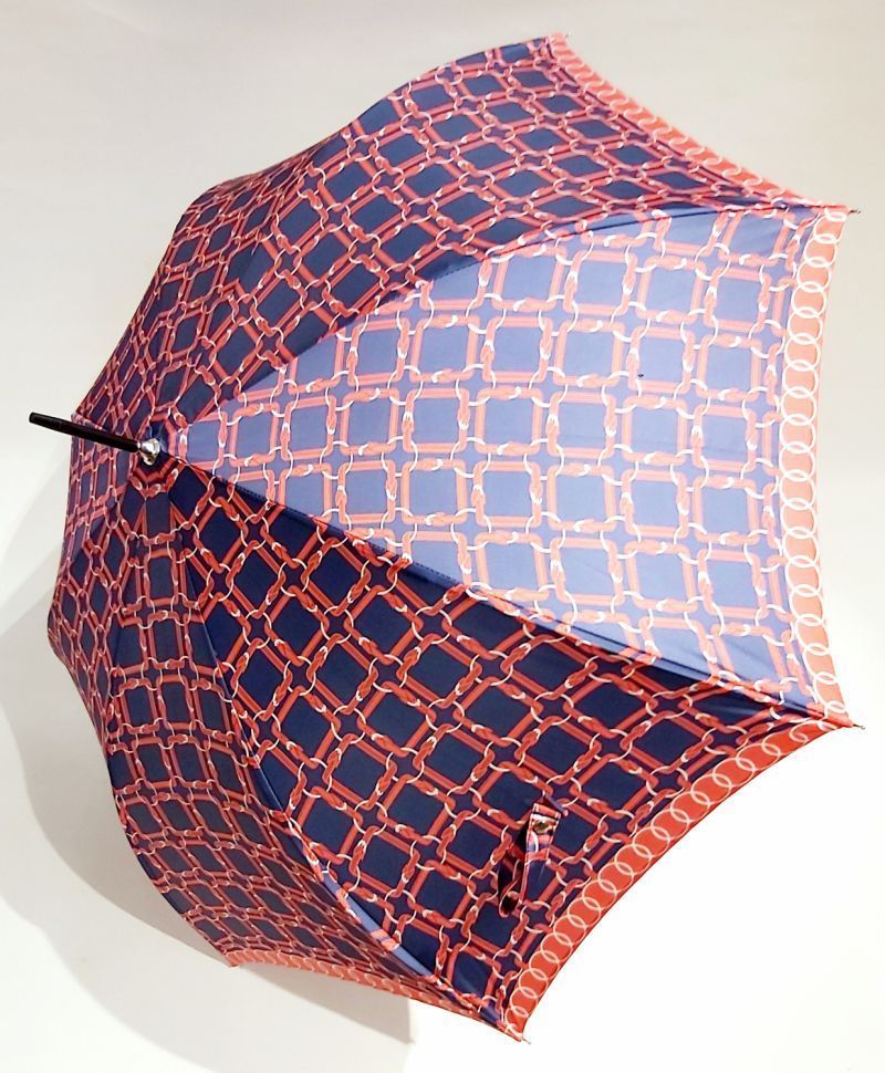 Parapluie long haut de gamme manuel bleu marine/rouge 