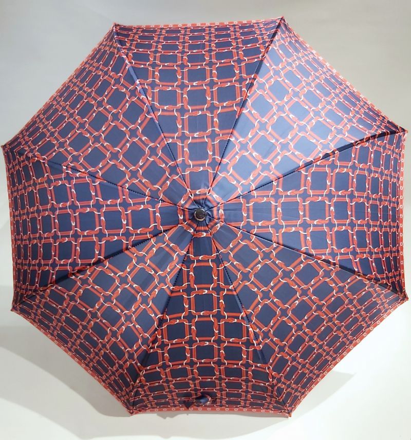 Parapluie long haut de gamme manuel bleu marine/rouge 